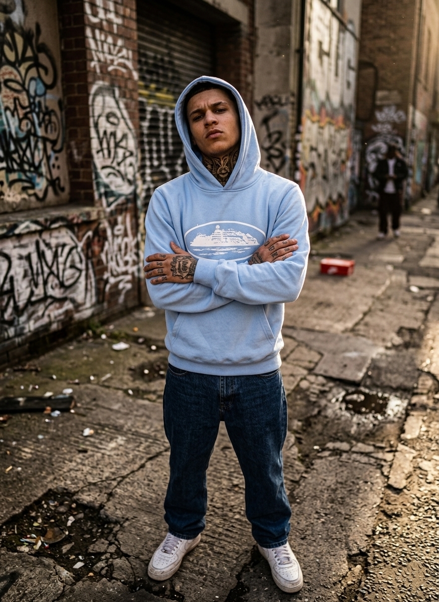 Corteiz ALCATRAZ HOODIE "BABY BLUE"