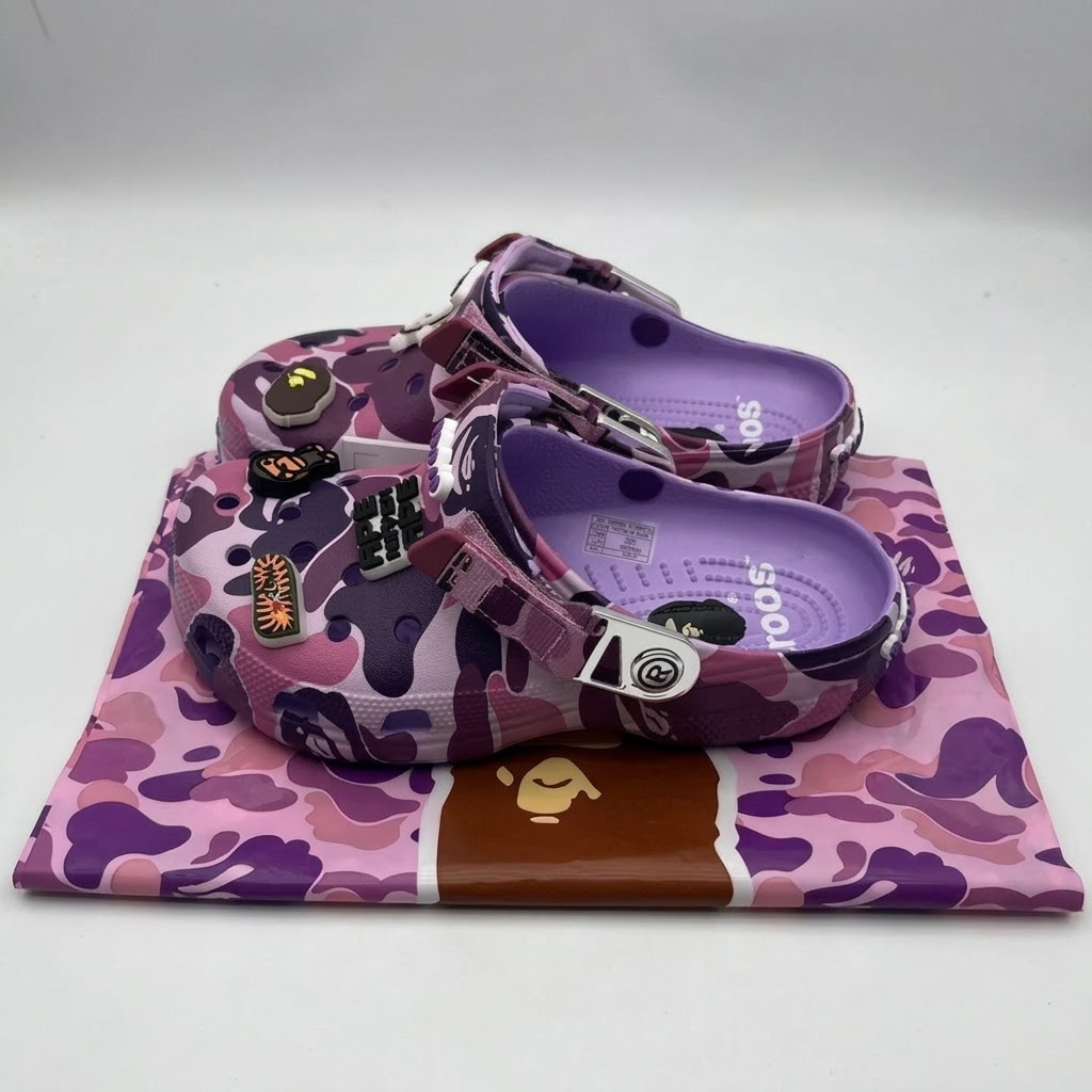 BAPE x Crocs Classic Clog – Pink / Purple
